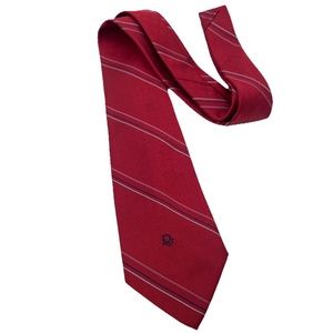 Christian Dior Vintage Embroidered Logo Tie Striped Burgundy Ivy League Men